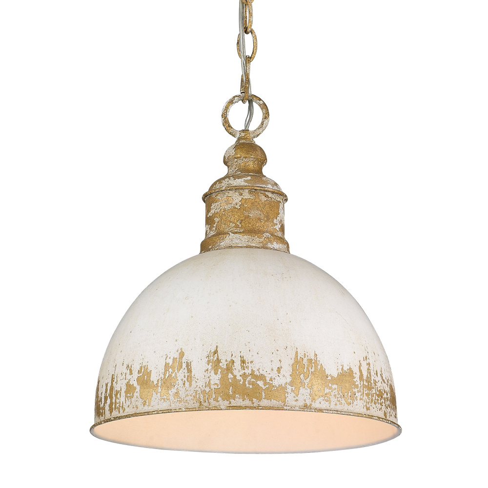 Golden Lighting Alison 1-light Pendant in Vintage Gold and Antique Ivory shade